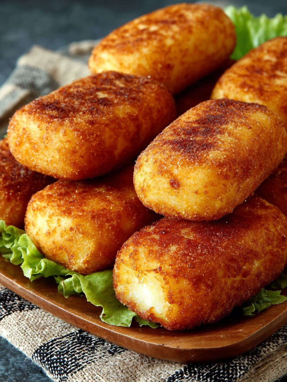 Une plaque contenant des croquettes de pommes de terre frites.