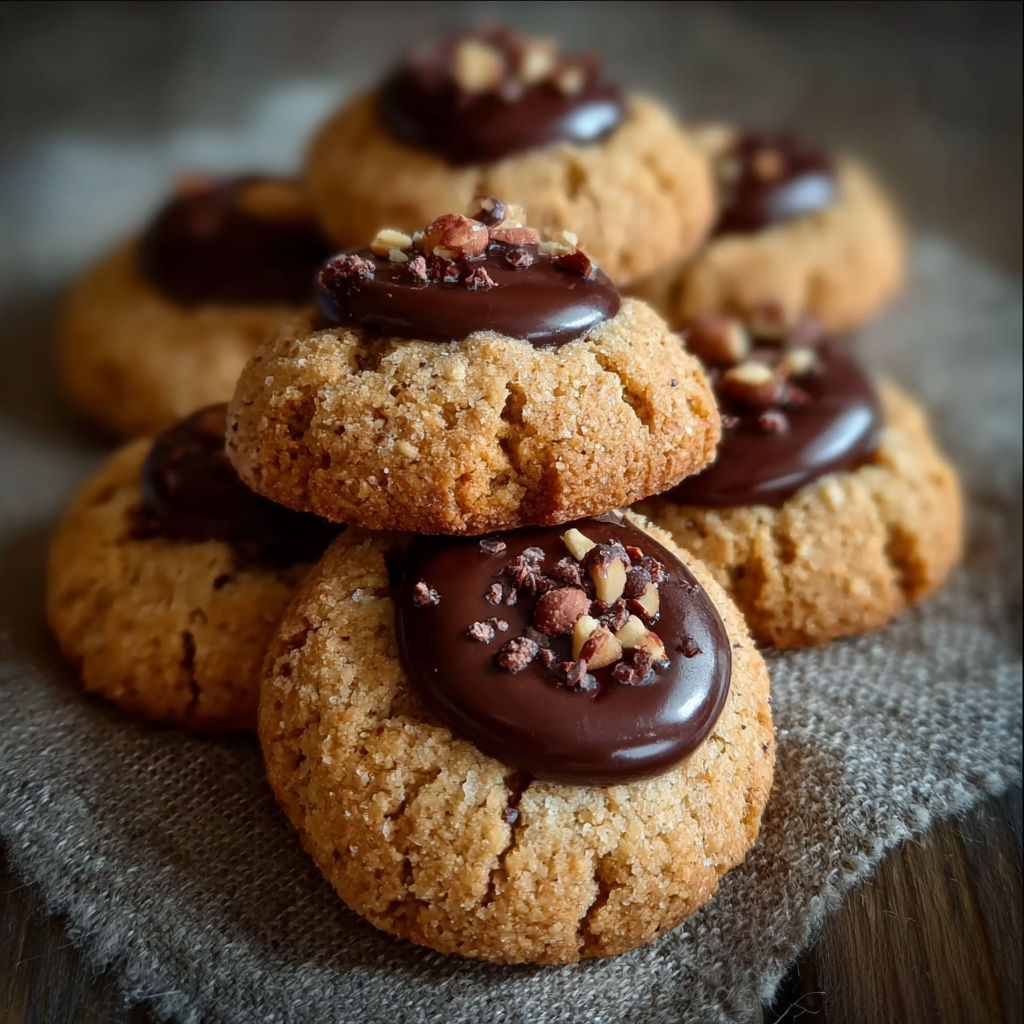 Biscuits nids chocolat et noisettes, une recette de desserts facile et délicieuse.