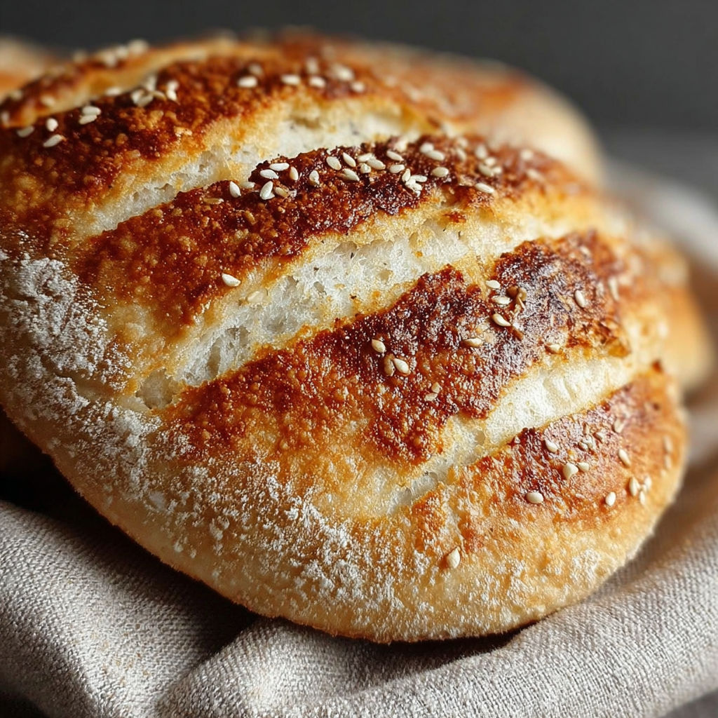 Une pâte de pain sans four ni sans repos, avec des grains de cumin et de coriandre, est servie sur un tissu.