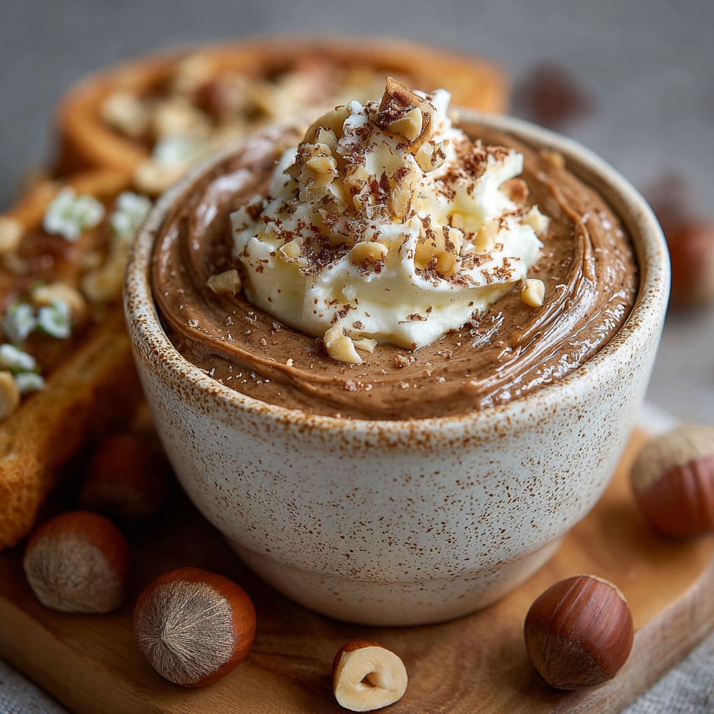 Une tasse de crème noisette avec des noix et des amandes.