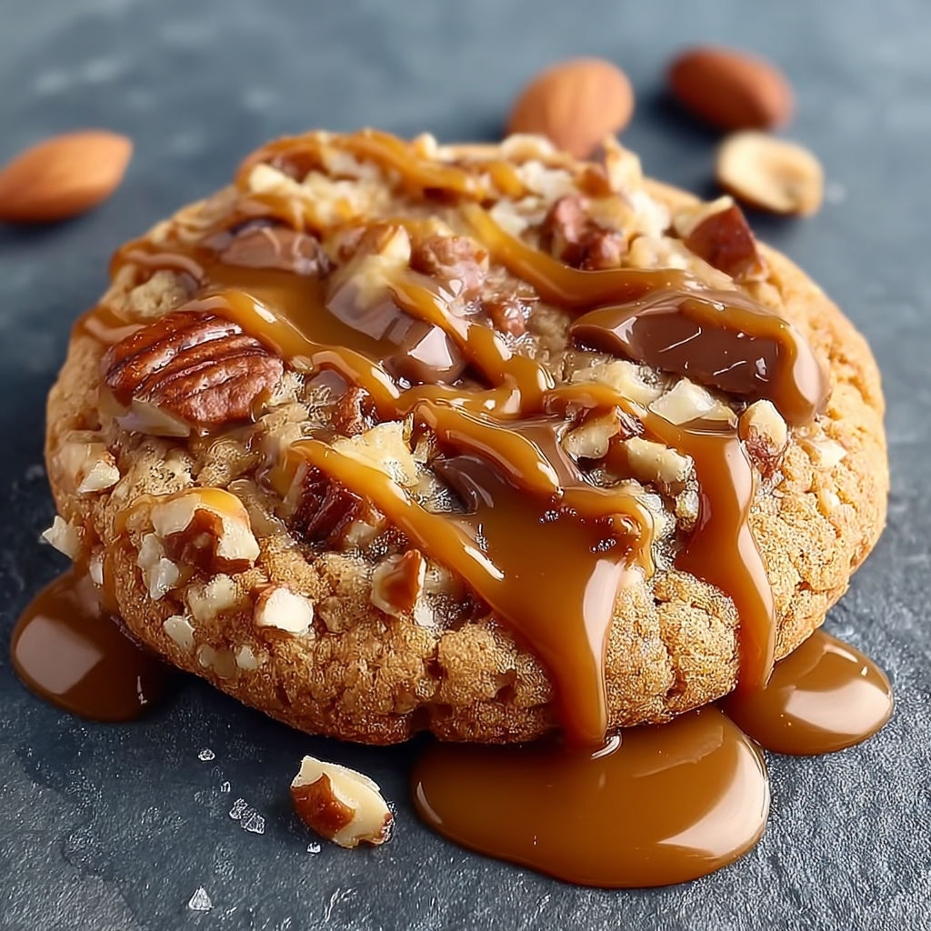 Un cookie façon Cédric Grolet avec caramel et noix.