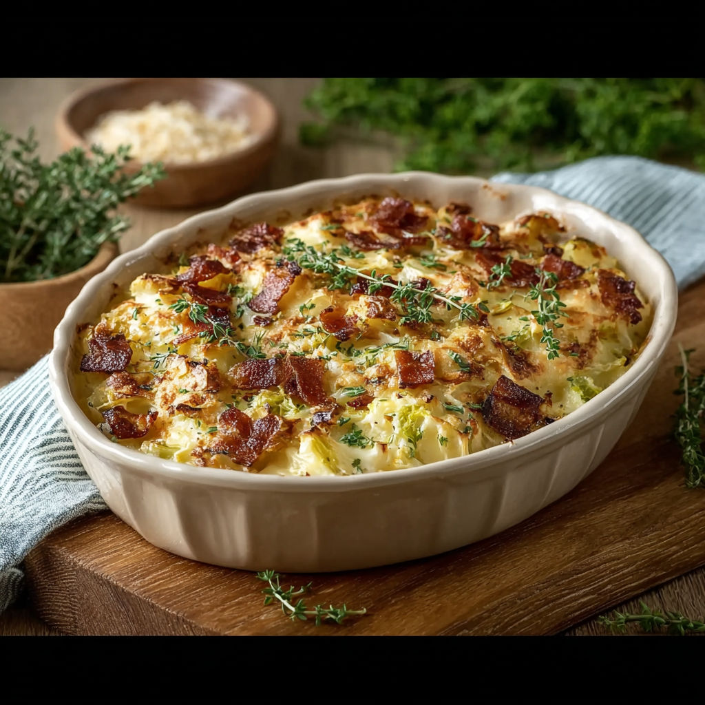 Une recette gourmande et facile à préparer, la croziflette poireaux, est servie dans un bol sur un plateau.