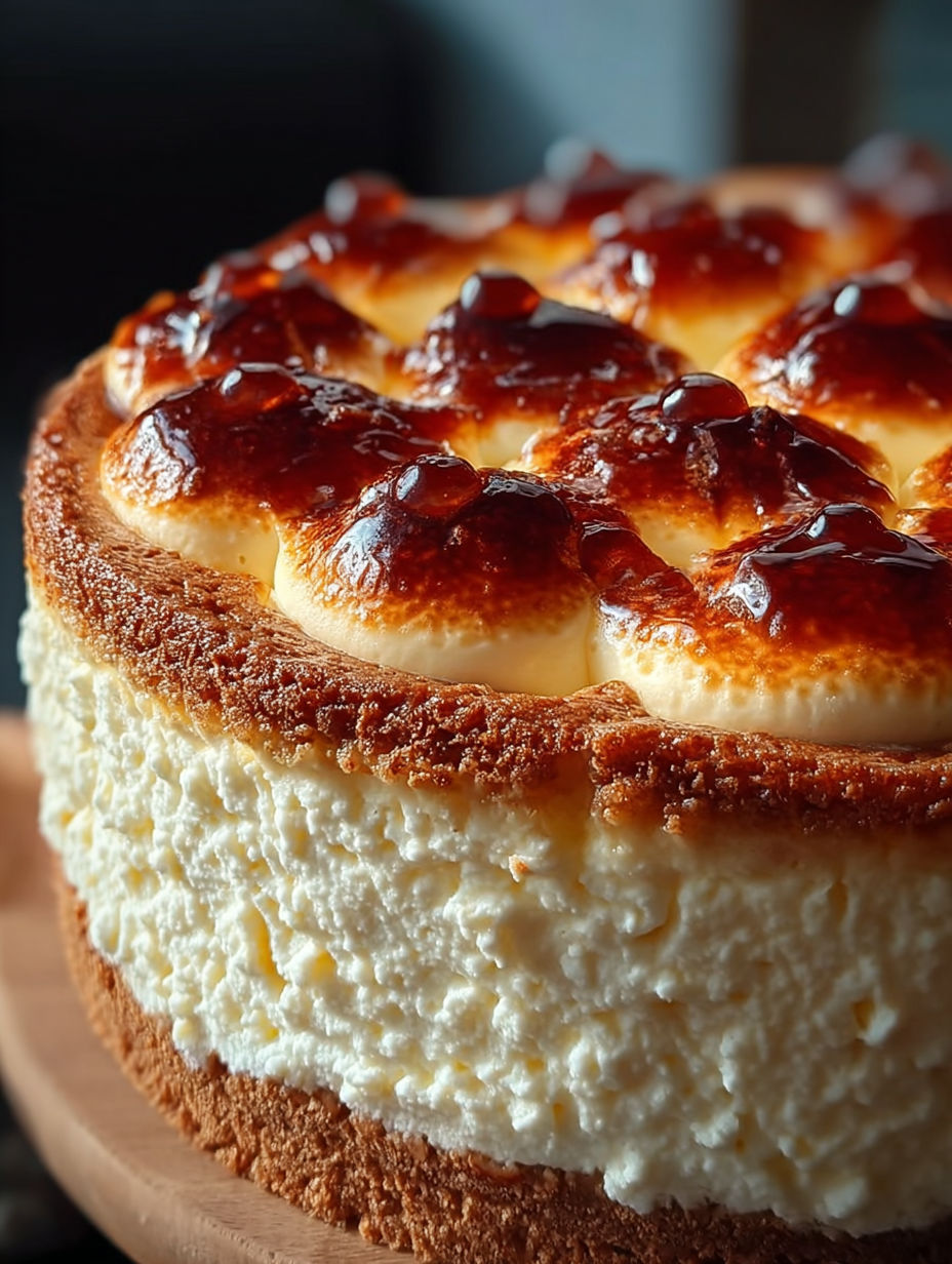 Une tarte aux fruits caramélisés sur un plateau de bois.