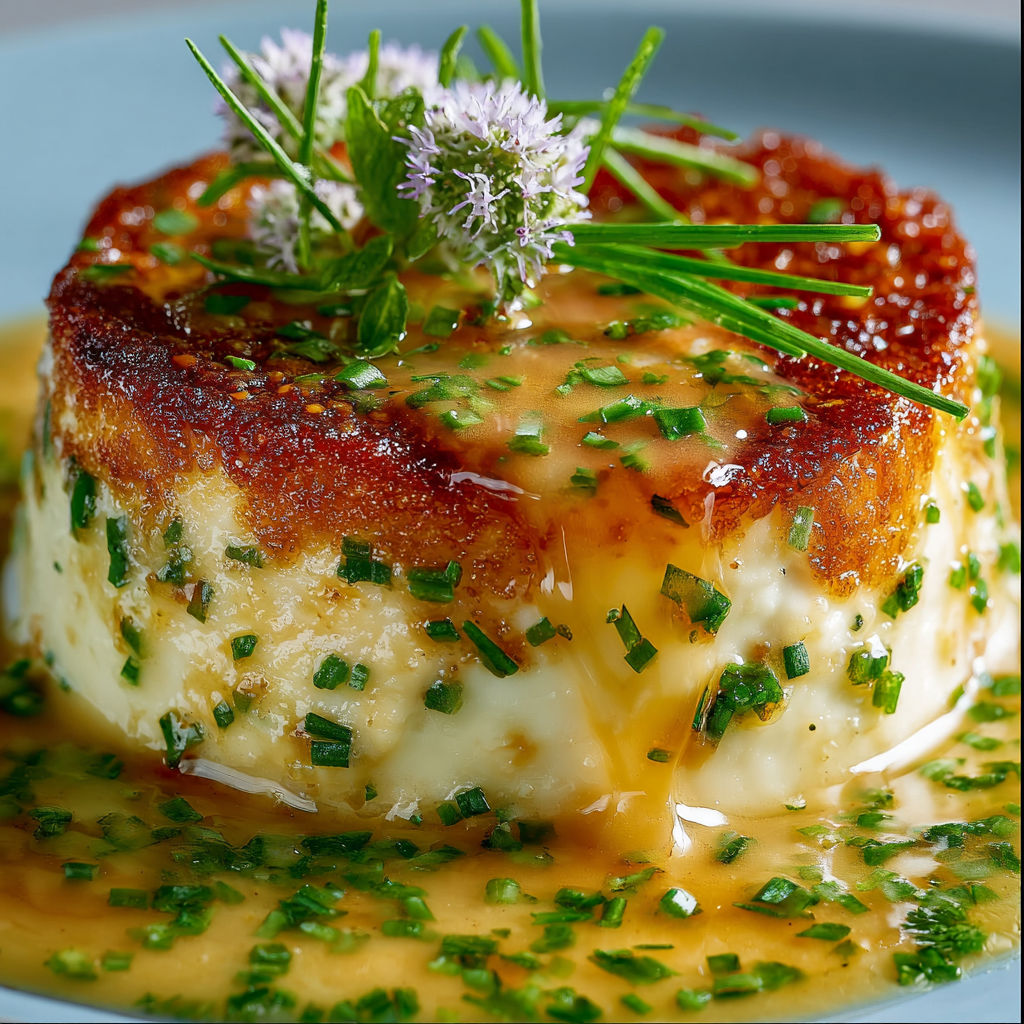 Une tarte au citron avec des herbes fraîches sur le dessus.