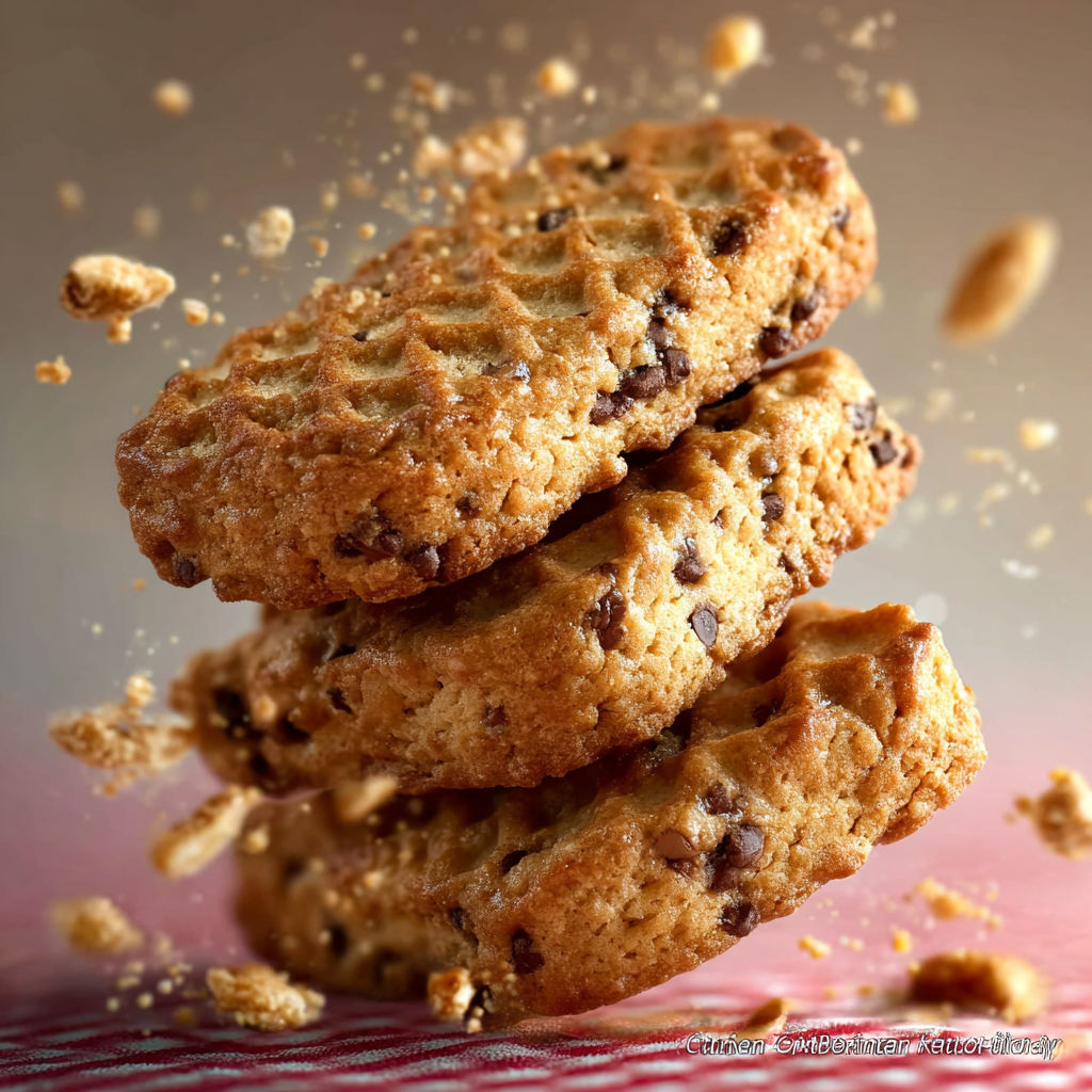 Une pile de biscuits de chocolat avec des grains de café.