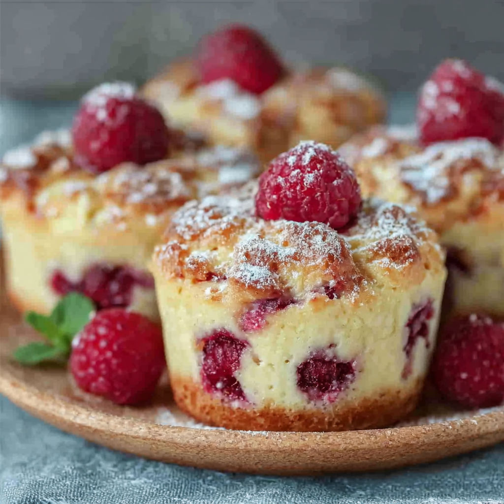 Deserts de framboises avec des croutons de beurre.