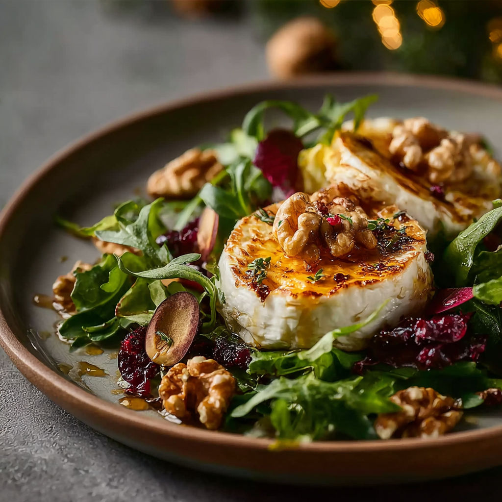 Une salade de quinoa et de noix de cajou accompagne des fromages.