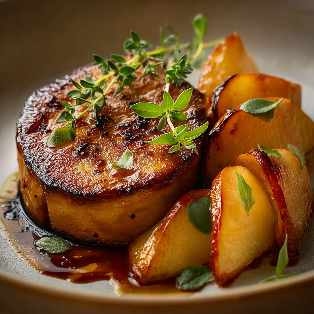 Une pâte de pommes de terre est servie avec des herbes et des légumes.