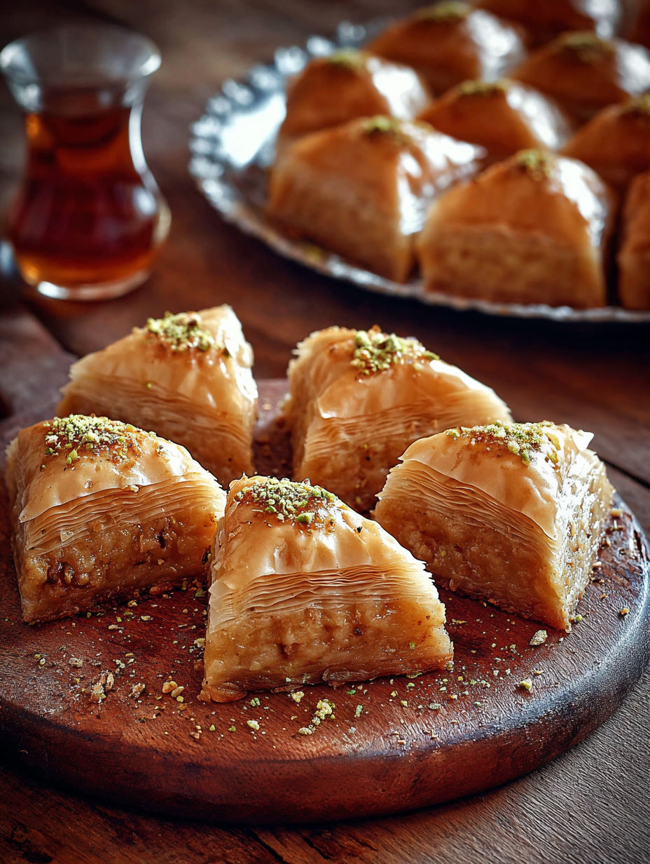 Une plaque de bois avec des baklava facile et rapide.