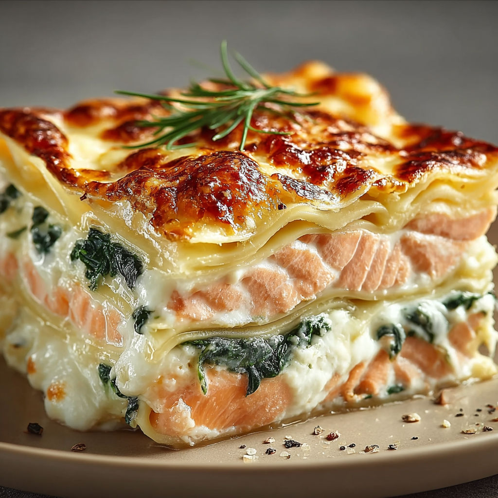 Un délice onctueux: Lasagnes au Saumon, Épinards et Ricotta.