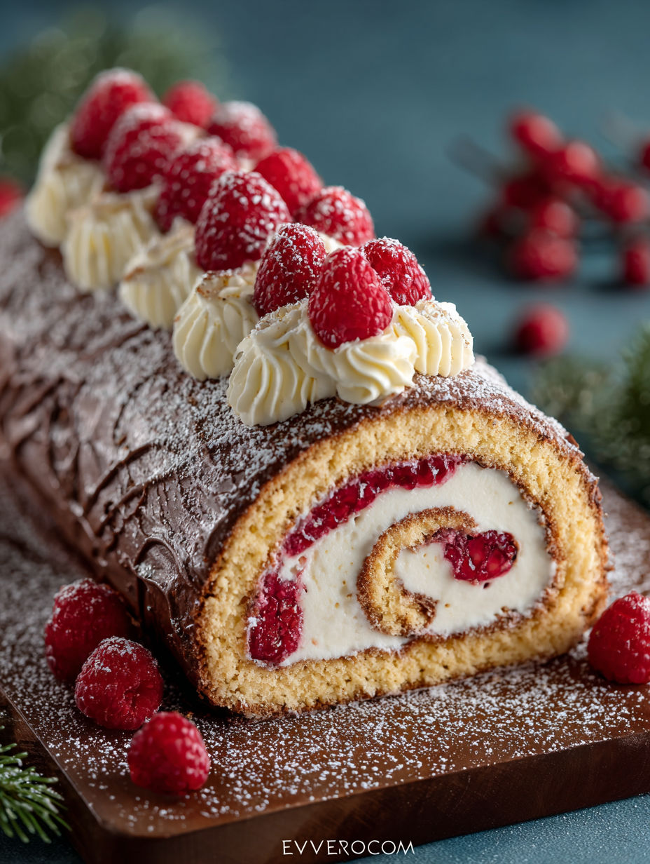 Une délicieuse tarte aux fraises en spirale, garnie de fraises rouges et de crème chantilly, est servie sur un plateau.