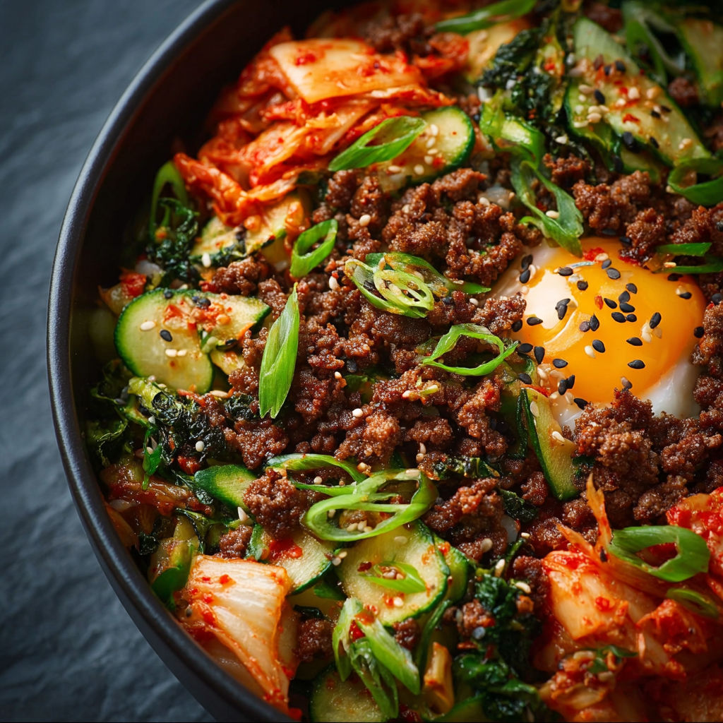 Une recette de sushi avec des légumes verts et des oeufs.