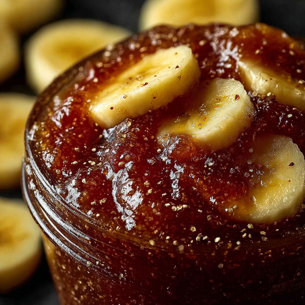 Une tarte aux bananas et au caramel, avec des bananes entières et des morceaux de banane sur le dessus.