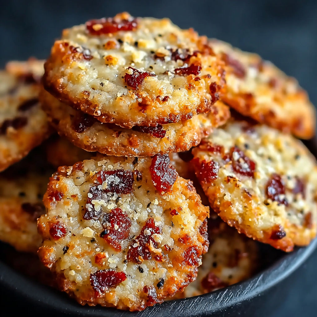 Un plat de cookies salés parmesan chorizo noix irrésistibles.