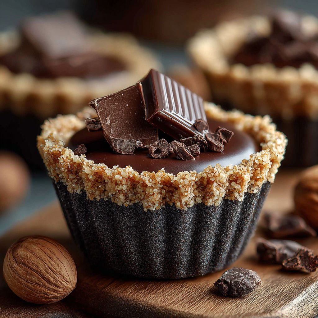 Une tasse de chocolat croquant avec des noix de cacahuète.