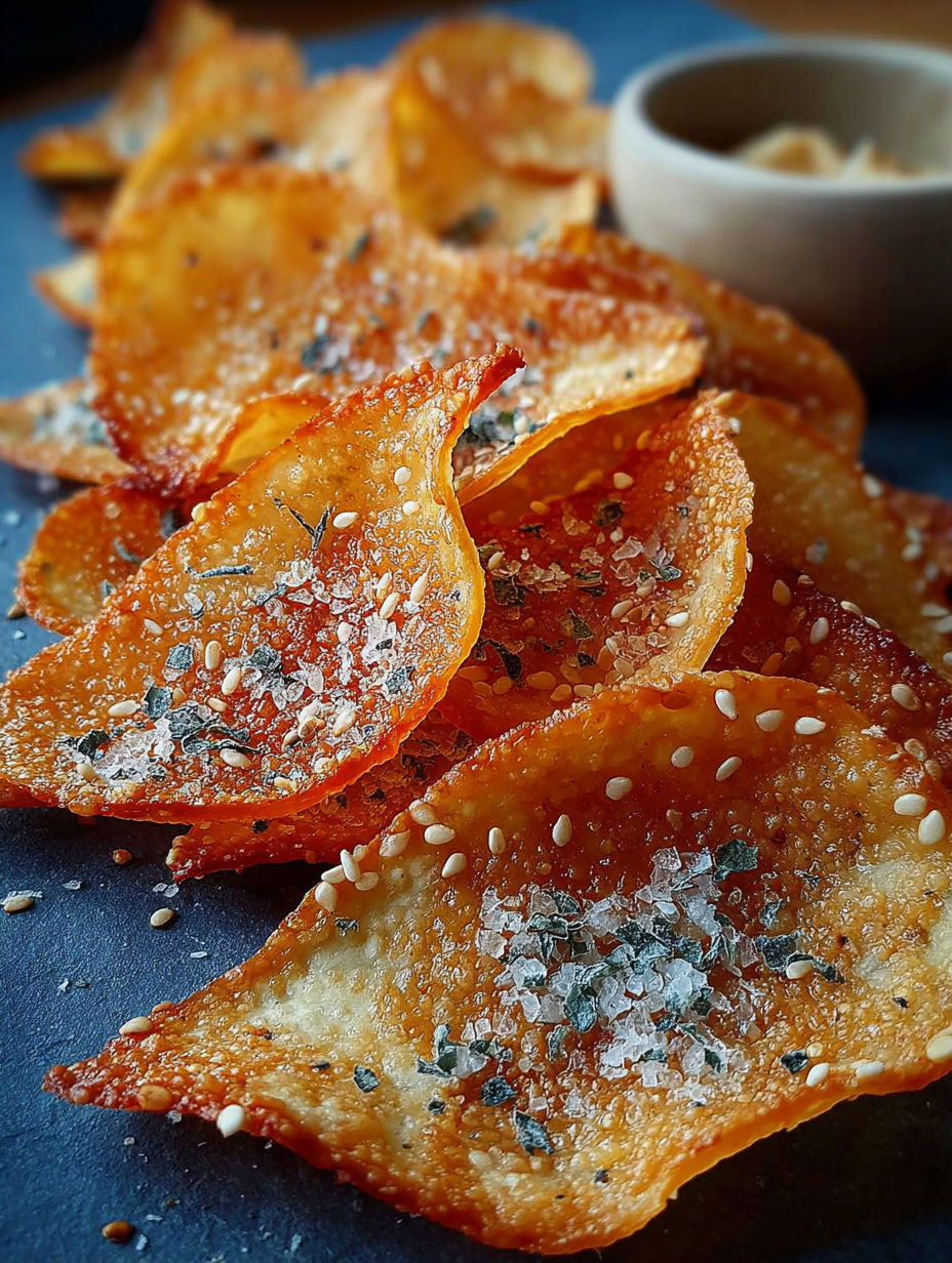 Une pâte de chips de pommes de terre avec des herbes et des grains de cumin.