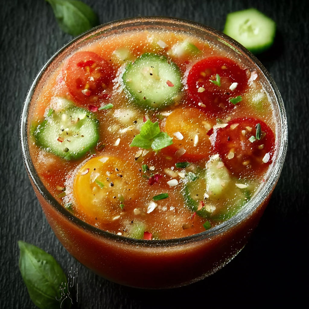 Une recette de soupes de tomates et de cucumbers.