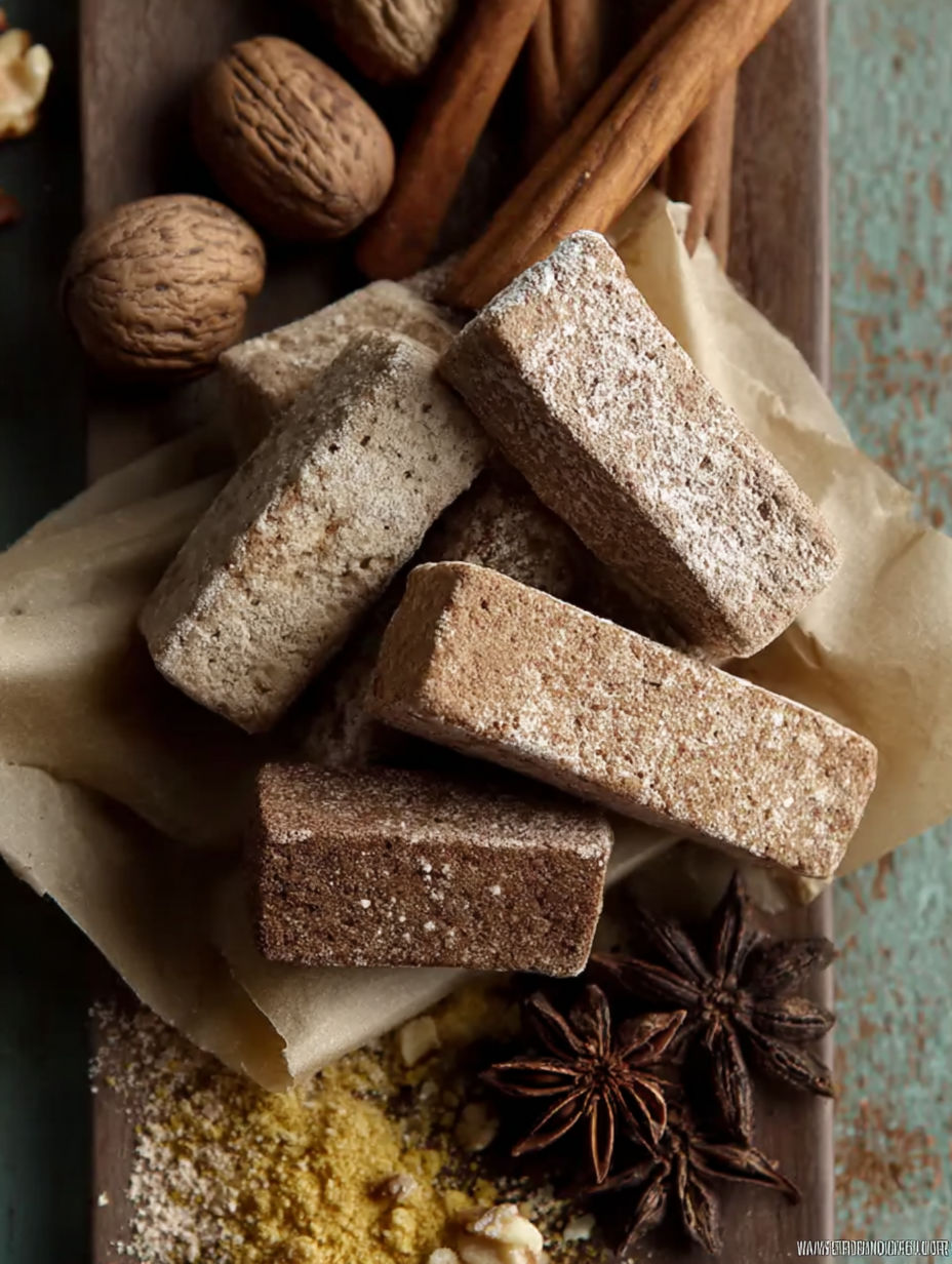 Une boîte contenant des biscuits et des épices.