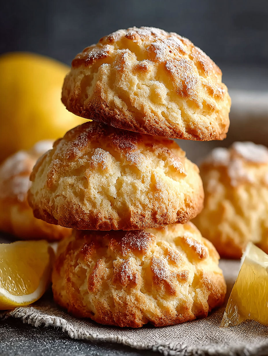Une pile de beignets d'orange garnis de sucre et de citron.