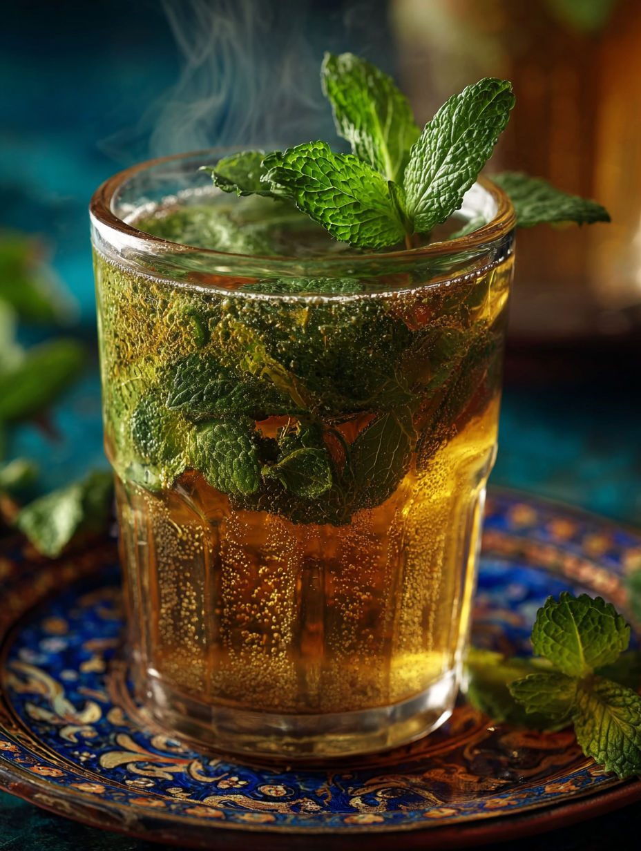 Une tasse de thé à la menthe facile, avec une touche de menthe fraîche et une goutte de vinaigre, est prête à être servie.