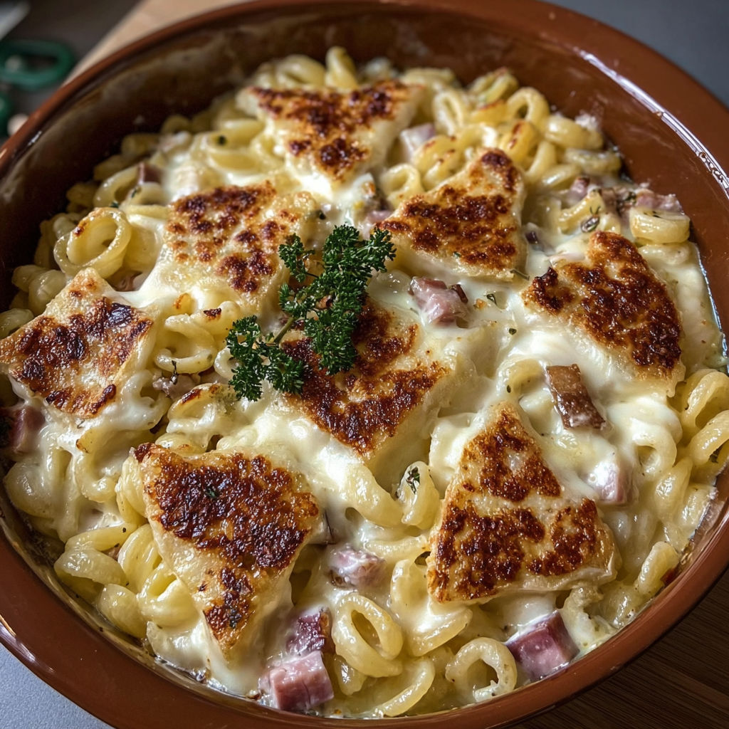 Une assiette de macaroni au fromage et aux champignons, servie dans un bol en céramique.