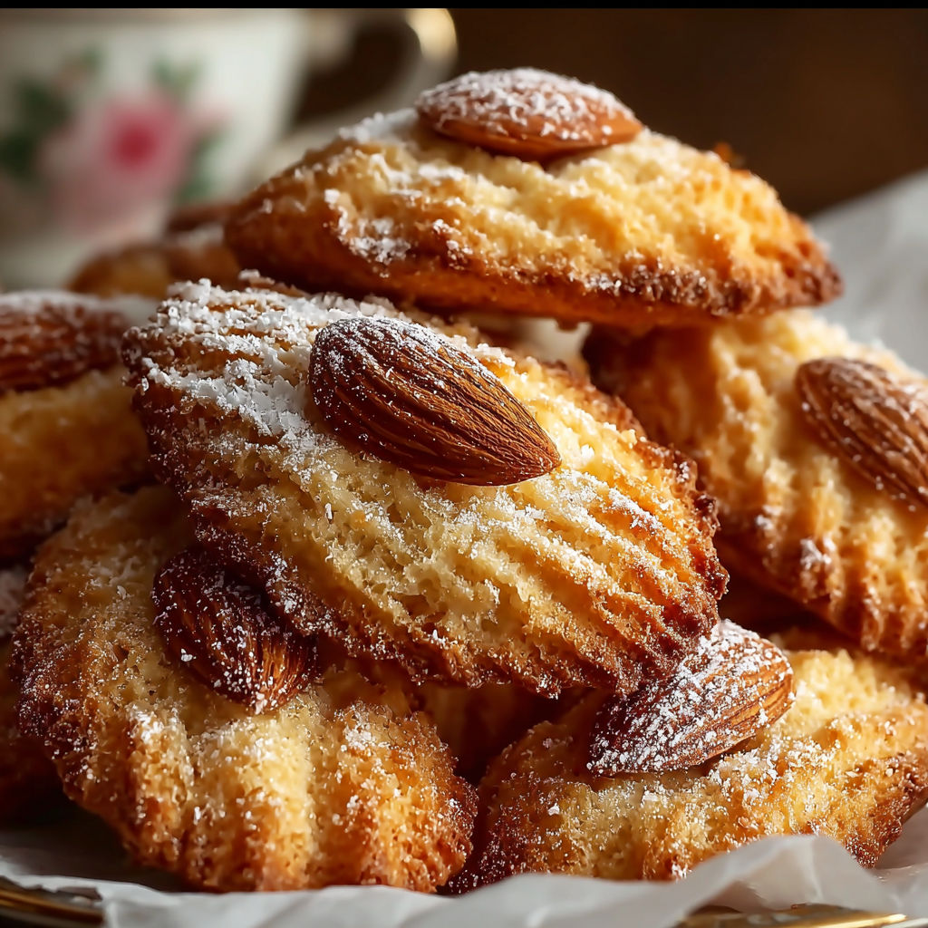 Une pile de croquants aux amandes, un délicieux dessert facile et irrésistible.