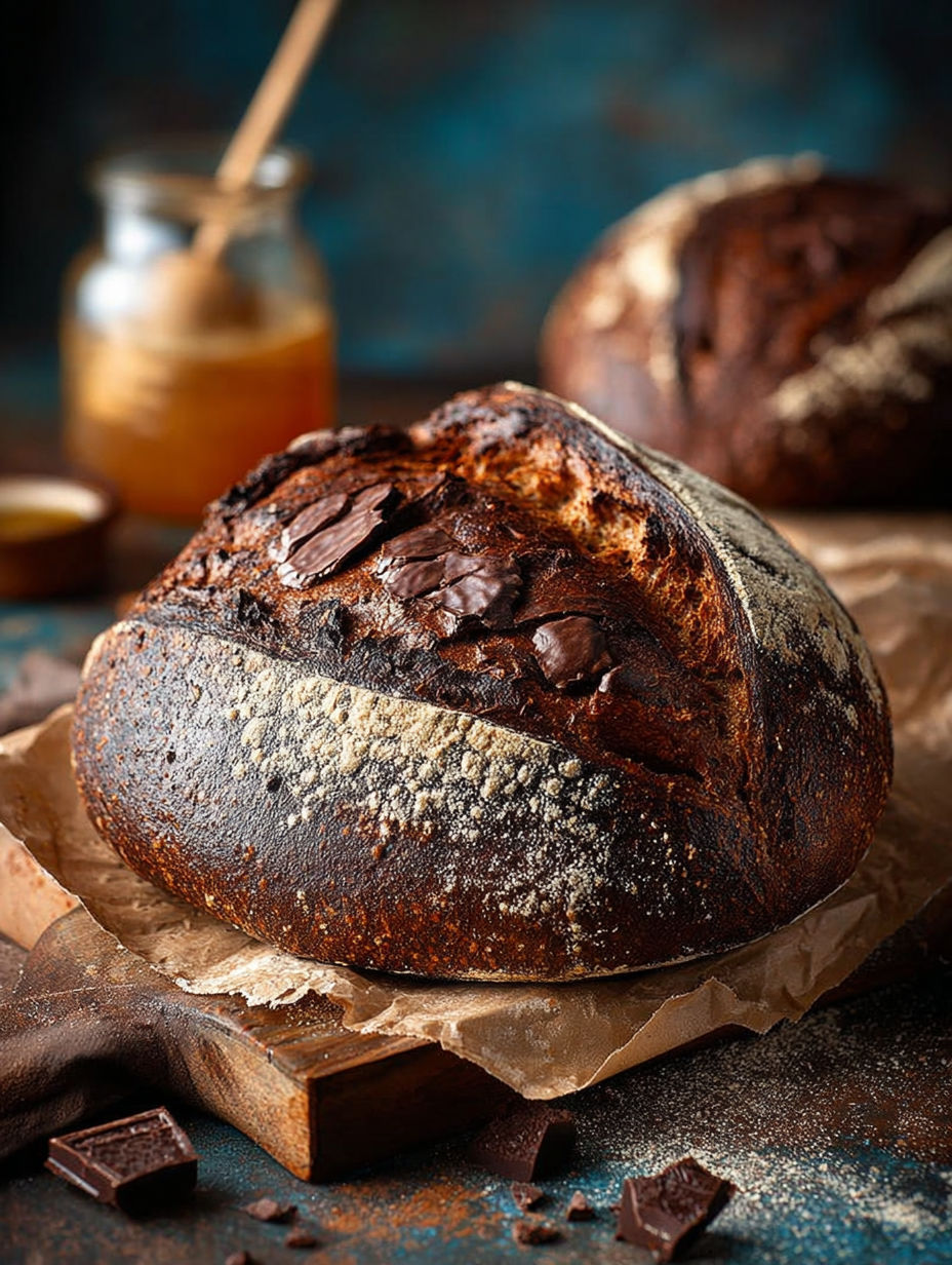 Une baguette de pain chocolat et une baguette de pain au chocolat sur une table.