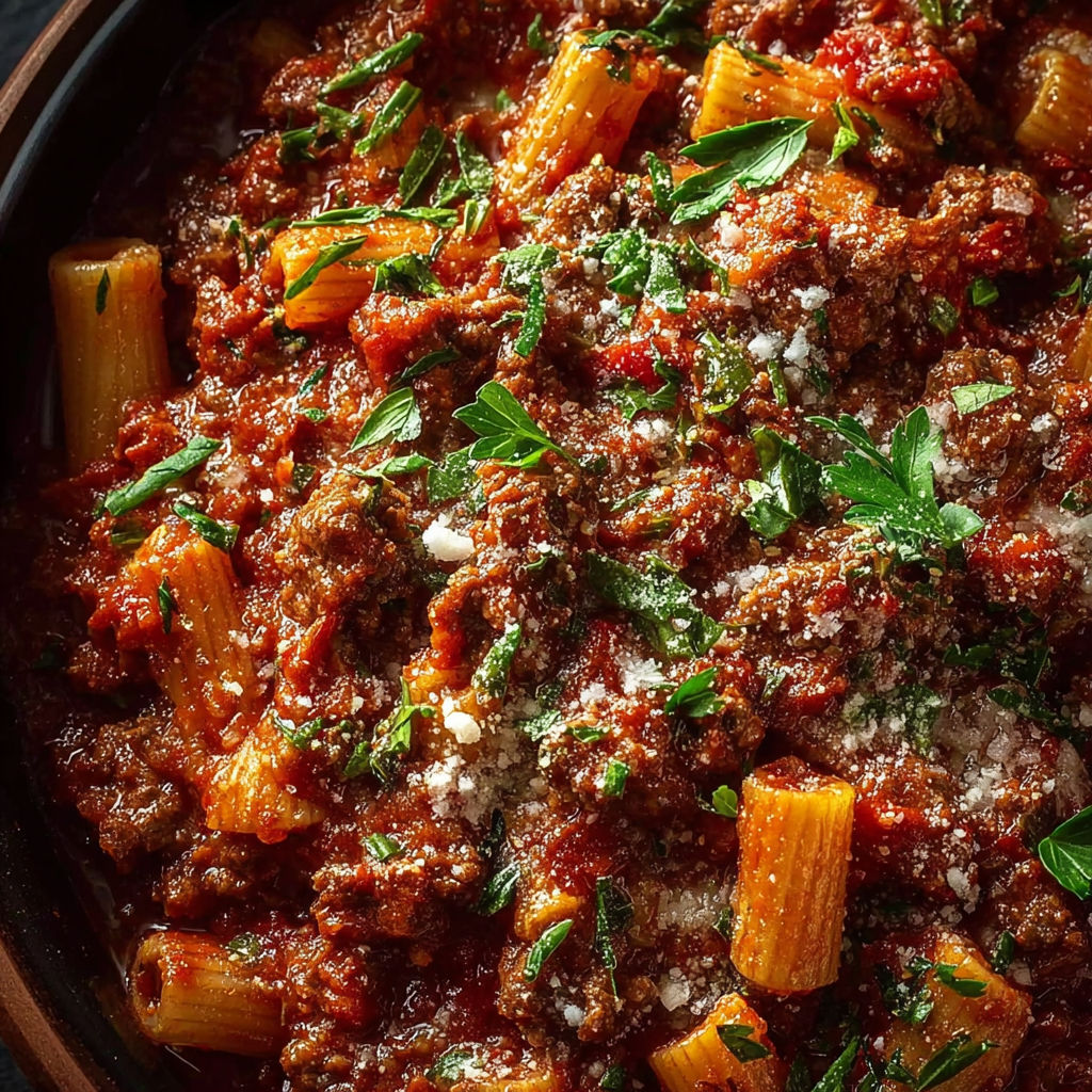 Une recette de sauce tomate avec des penne et des herbes.