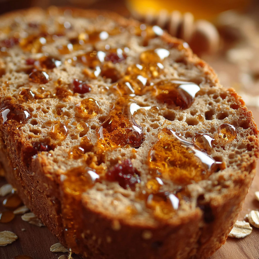 Une baguette de pain trempée dans du miel.