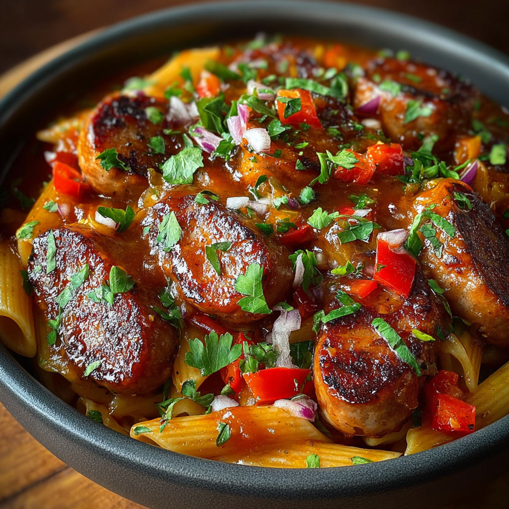 Une recette de sauce tomate et de macaroni avec des chorizos et des épinards.