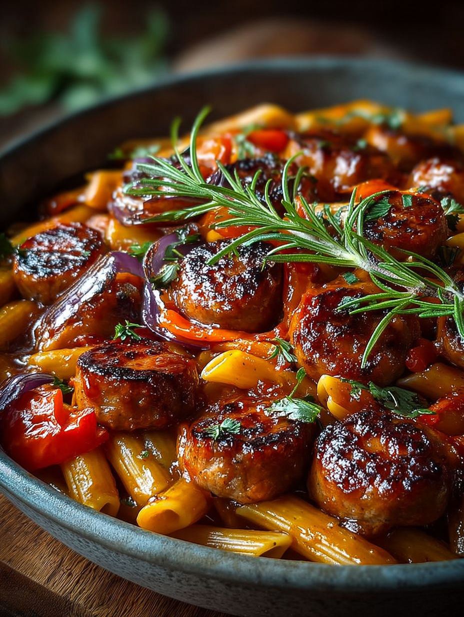 Une recette de spaghetti à la viande, avec des champignons, des oignons et des épinards, est servie dans un bol en métal.