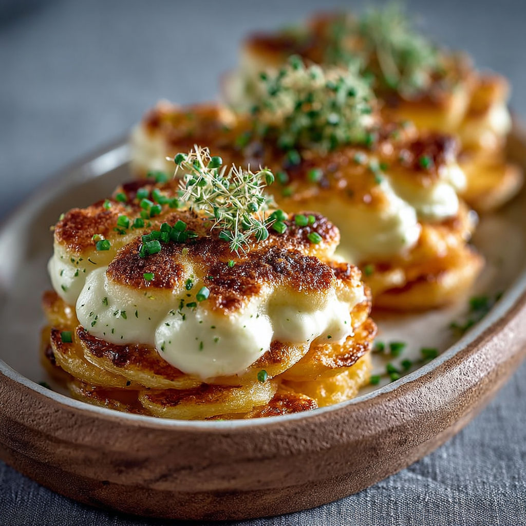 Nuages patate douce Comté - Une assiette de nuages patates douces avec des herbes et du fromage.