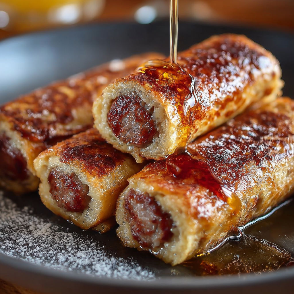 Roulés Pain Perdu Saucisses, une recette savoureuse qui combine des saucisses et des pains d'épices.