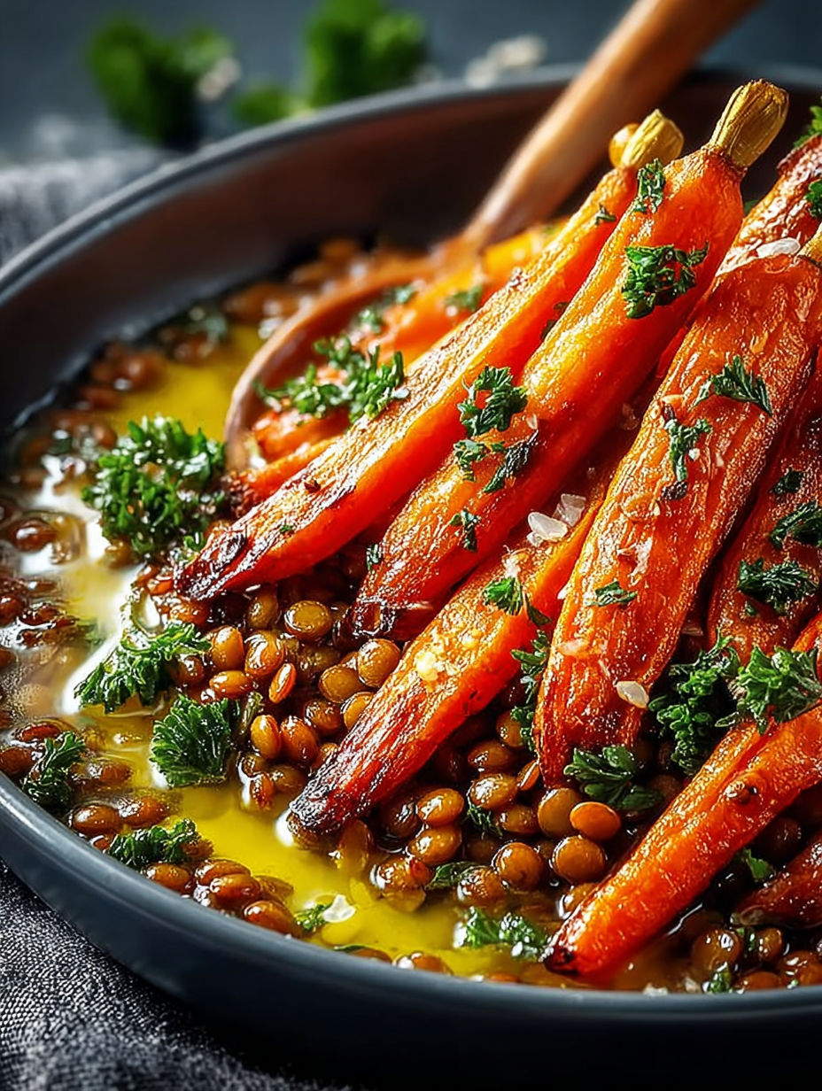 Une recette de salade de carottes et de lentilles, avec des herbes et des épices pour une saveur unique.