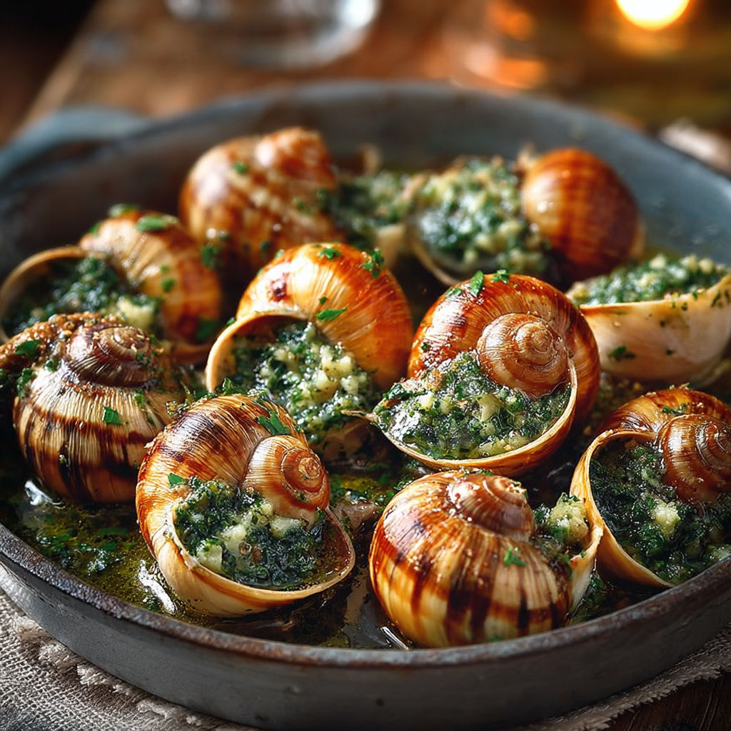 Un plat de moules farcies avec des herbes vertes et des légumes.