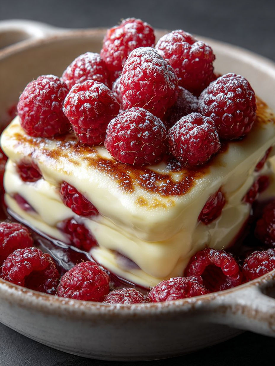 Une tarte chocolat framboises est servie dans un bol.
