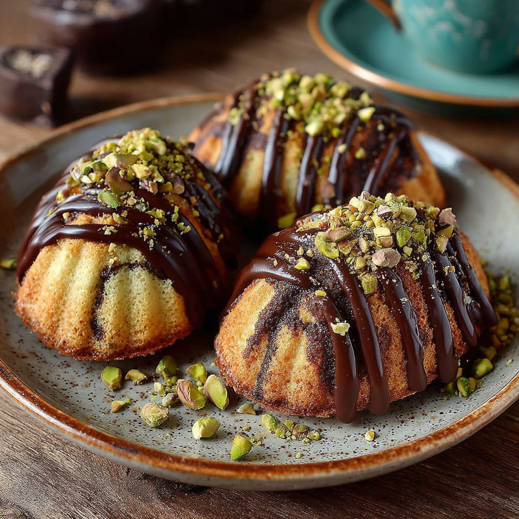 Madeleines Marbrées Chocolat Pistache, une recette de desserts délicieux.