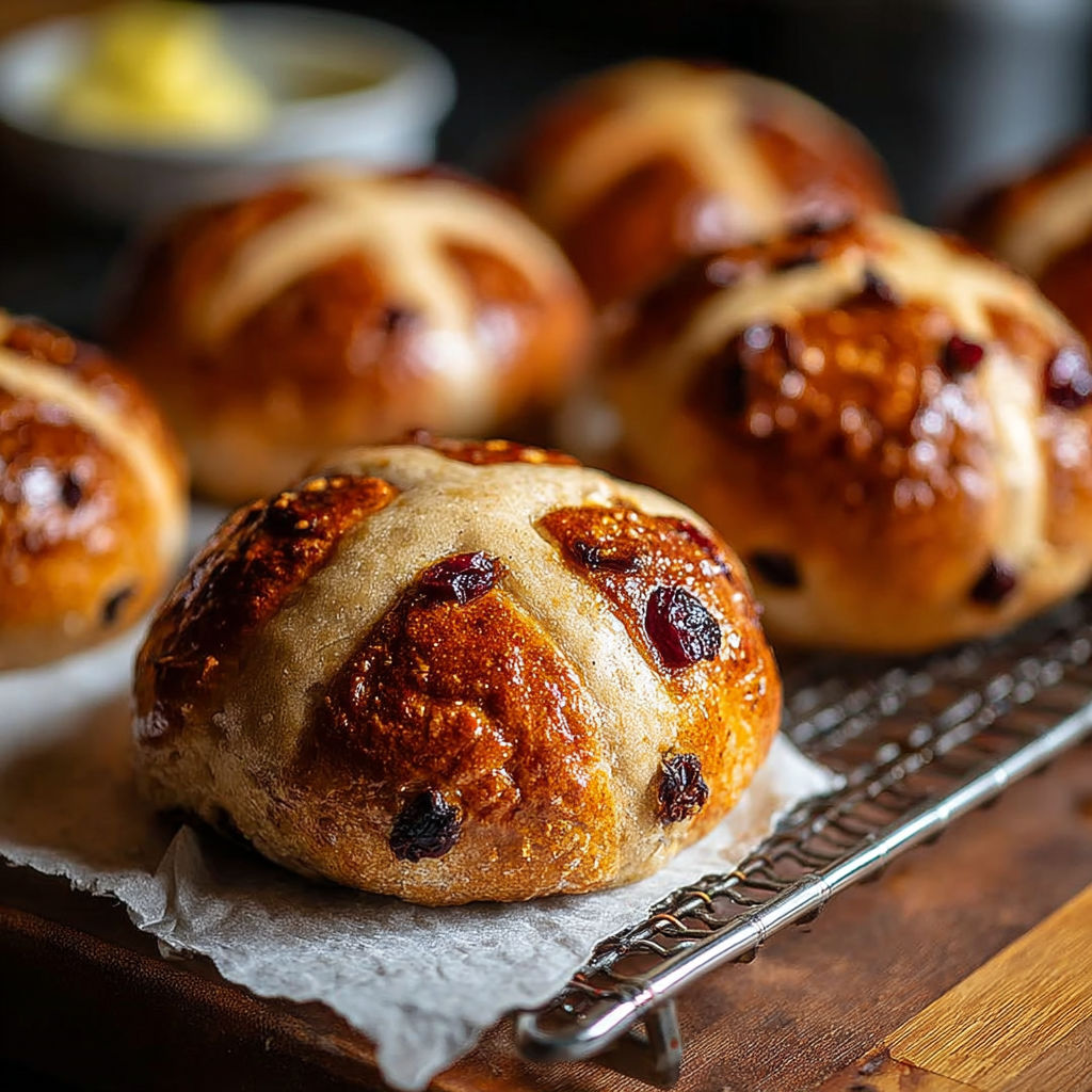 Une douzaine de pains de seigle fumés, avec des raisins et du beurre, sur un plateau.