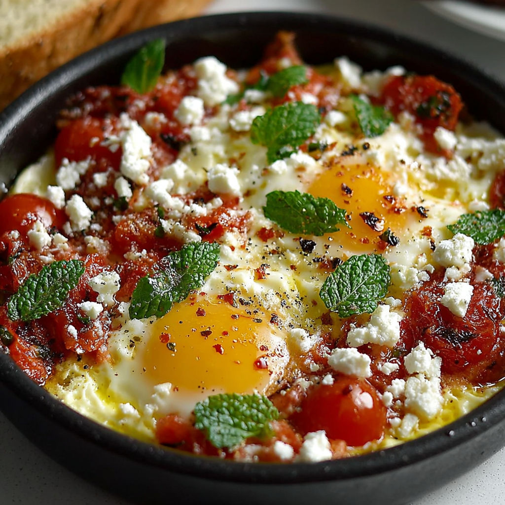 Un oeuf poché dans un bol avec des tomates, des herbes et du fromage.