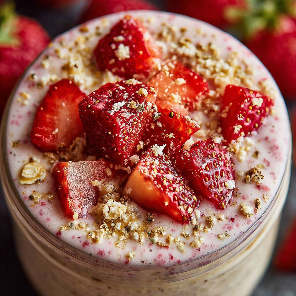 Un petit-déjeuner gourmand et sain, composé de fruits frais et de granola, est présenté dans un vase en verre.