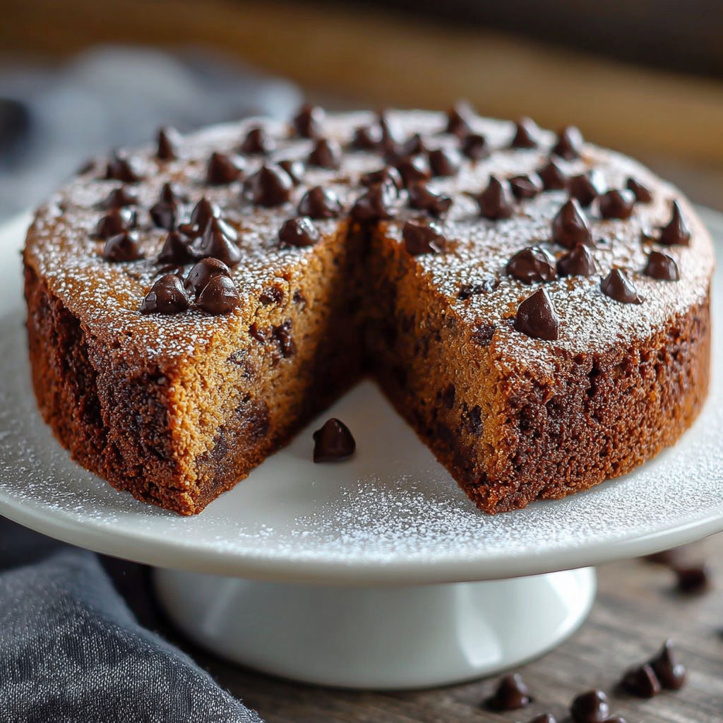 Une tarte aux chocolats, découpée en quartiers, sur un plateau.