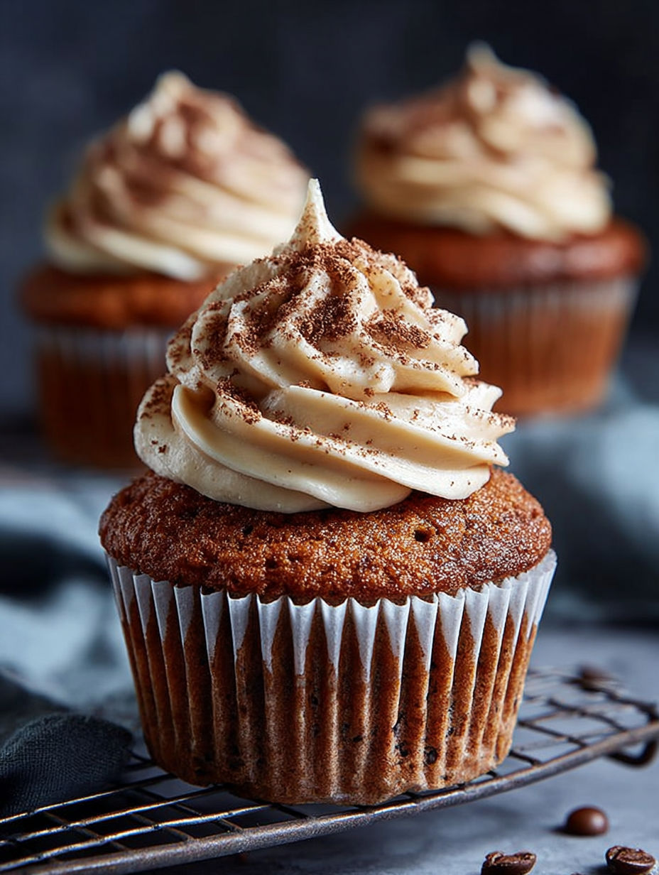 Un délicieux cupcake au chocolat et à la crème, garnie de crumble de marron et de sucre glace.