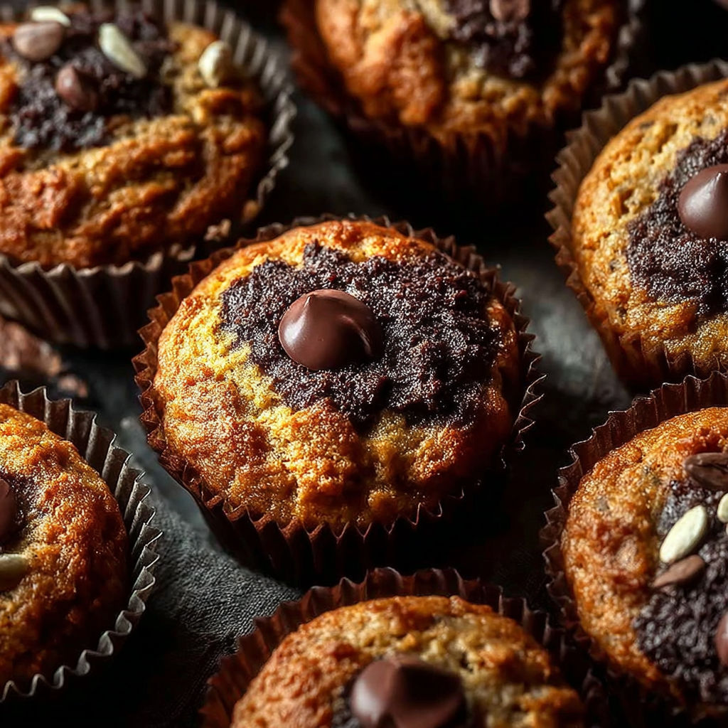 Une douzaine de mini muffins chocolat et beurre, avec des noix et des chocolats sur les couches.