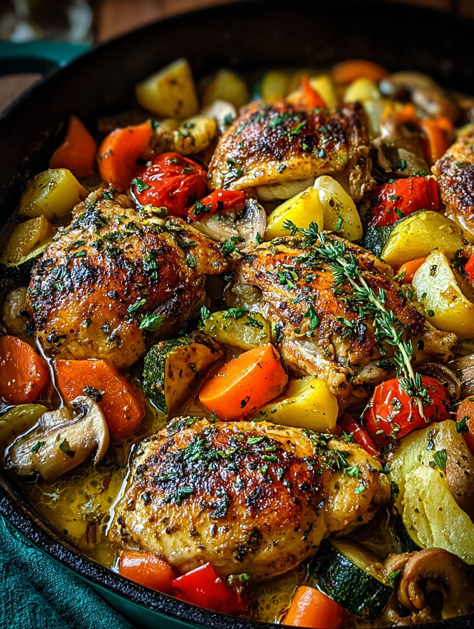 Dish de poulet et légumes grillés dans une casserole