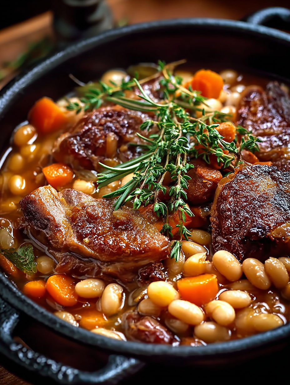 Une recette de gibier avec des légumes et des herbes, servie dans un bol.