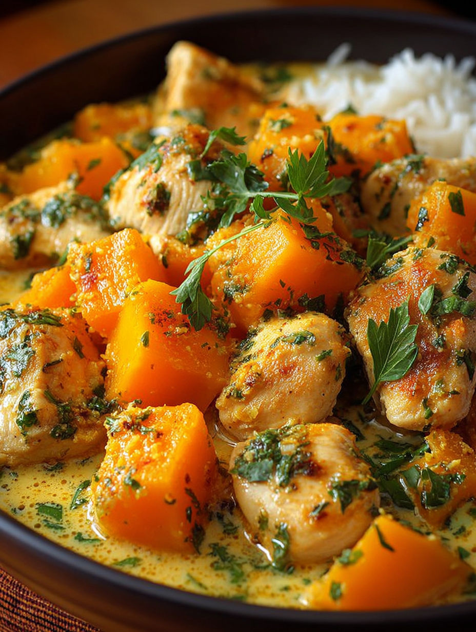 Une recette de poulet avec des légumes et des carottes.