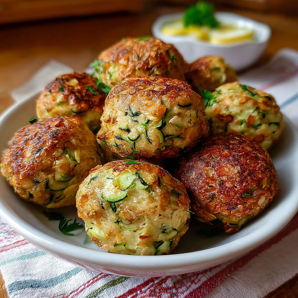 Une assiette de boulettes de légumes cuites et servies dans un bol.
