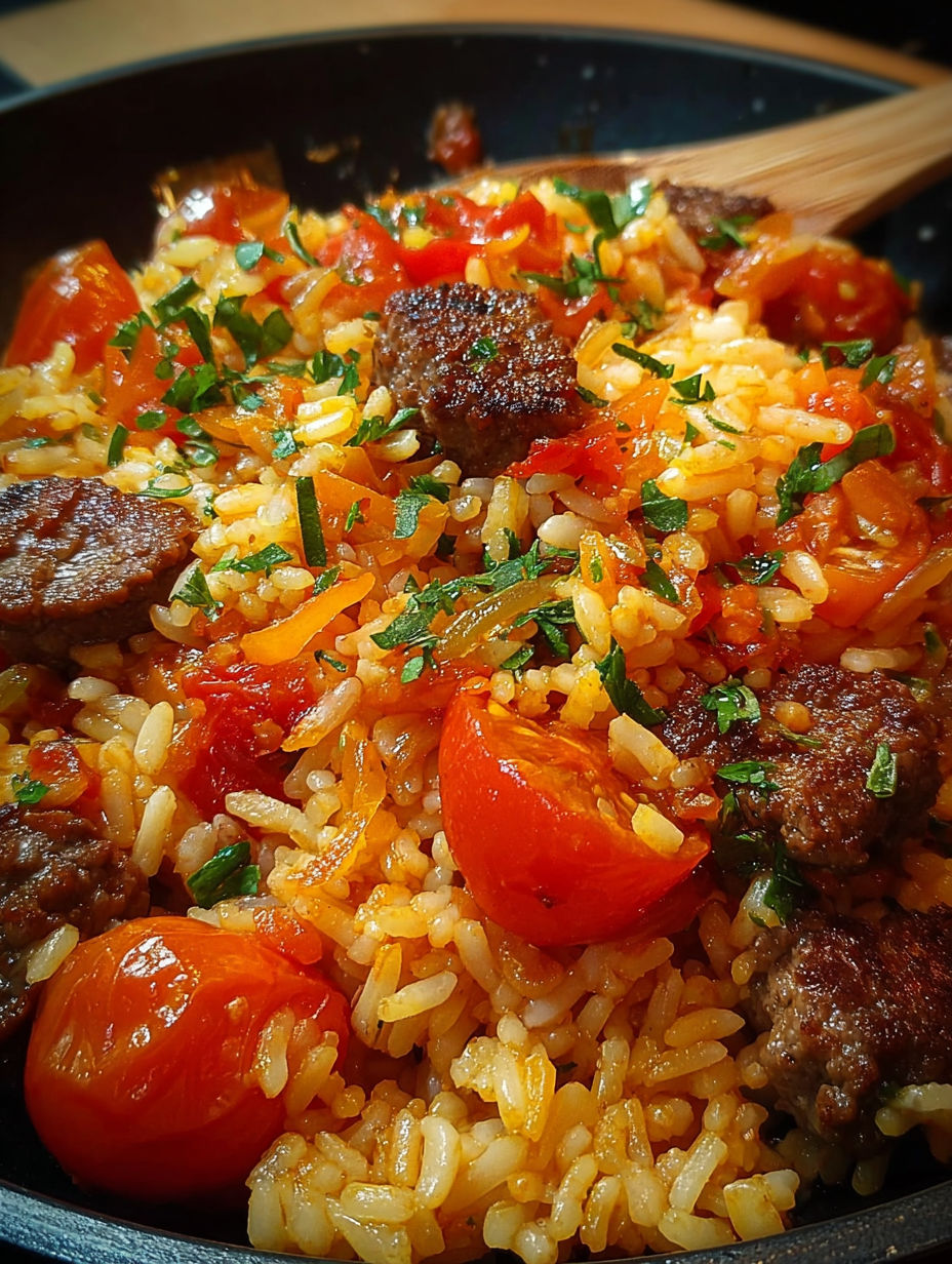 Une recette de riz et tomates avec des herbes fraîches.