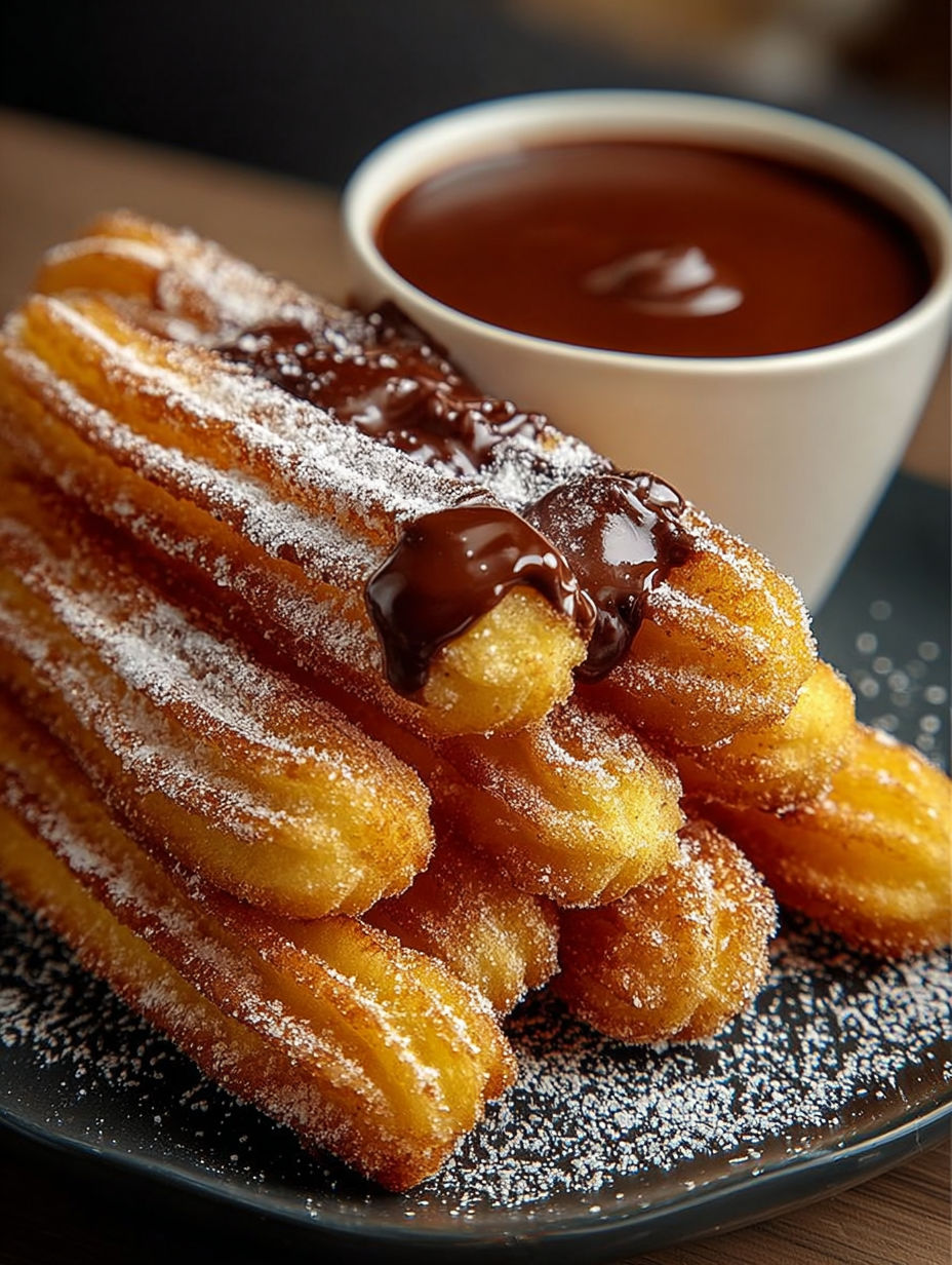Une délicieuse galette de canne à sucre, saupoudrée de chocolat fondu, est servie avec une tasse de chocolat fondu.