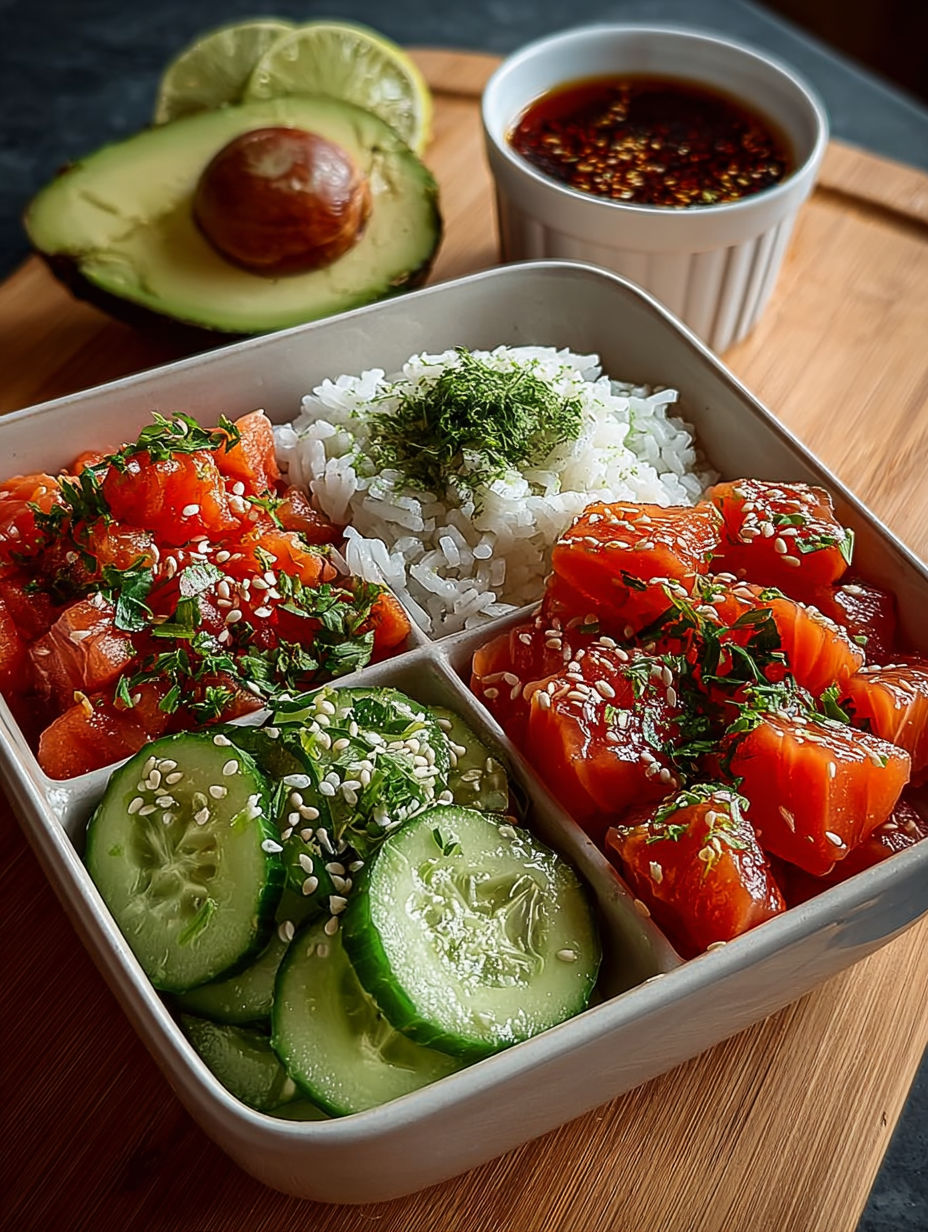 Une salade de fruits et légumes, avec des avocats, des tomates, des cucumbers, des poivrons et des avocats, est servie dans un plat en plastique.